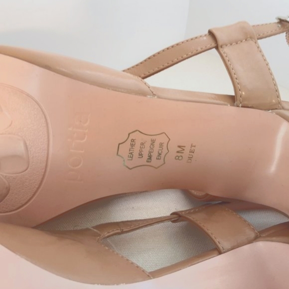 Portia Tan Patent Leather Sling Back Sandals Heels | 8 - Picture 12 of 12